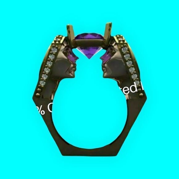 MEN'S/Non-Binary/Unisex Amethyst, Diamonds Ring Sz 7,8,10,10 Pharoah Ring - Picture 1 of 9